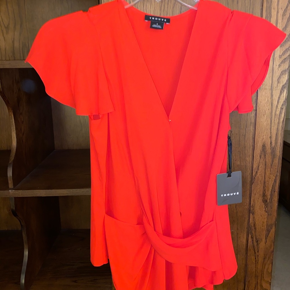 Trouve red/orange work blouse